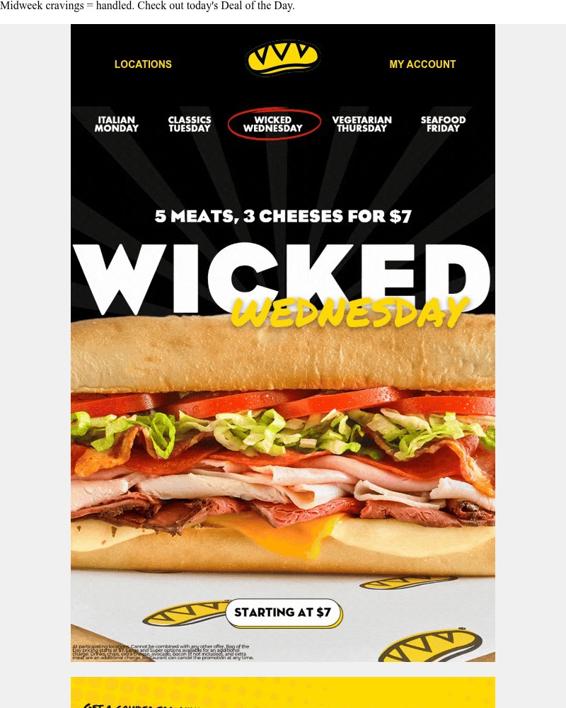 Screenshot of email sent to a Which Wich Registered user