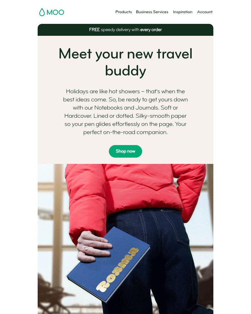 Screenshot of email sent to a Moo Newsletter subscriber