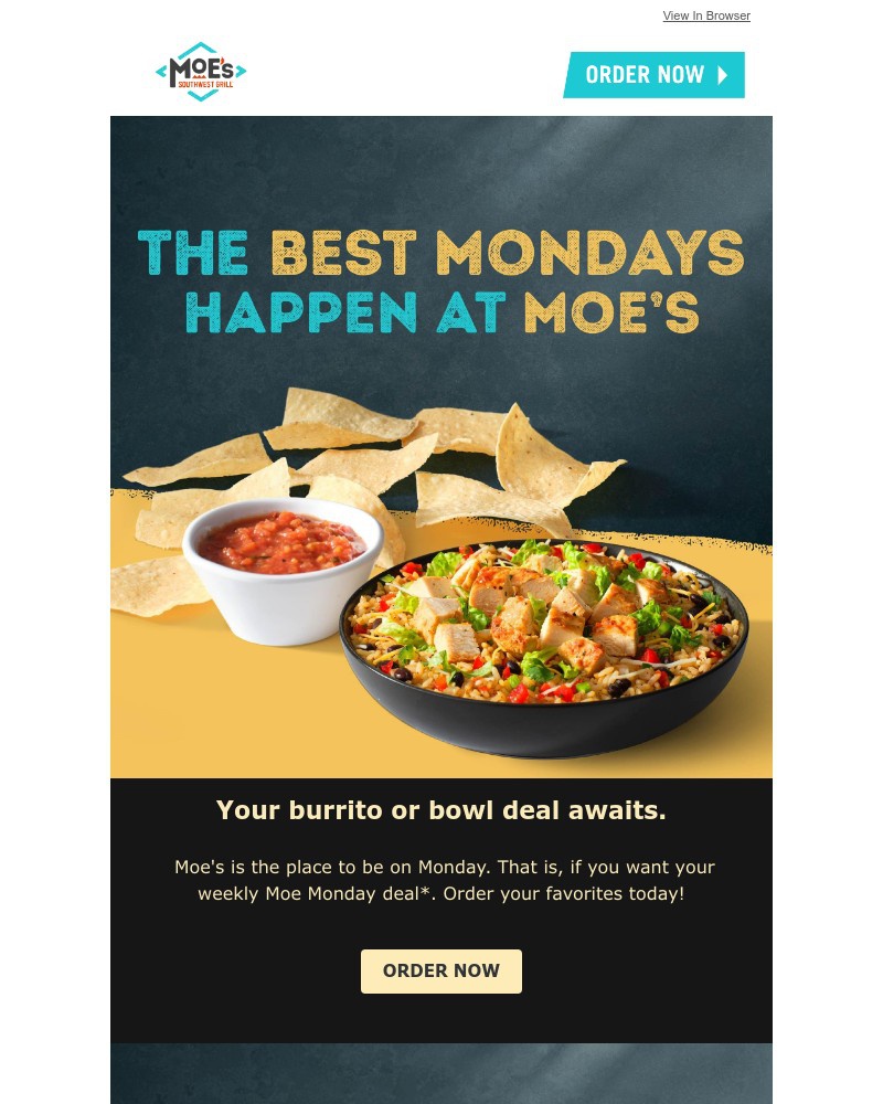 Screenshot of email sent to a Moe’s Southwest Grill Registered user