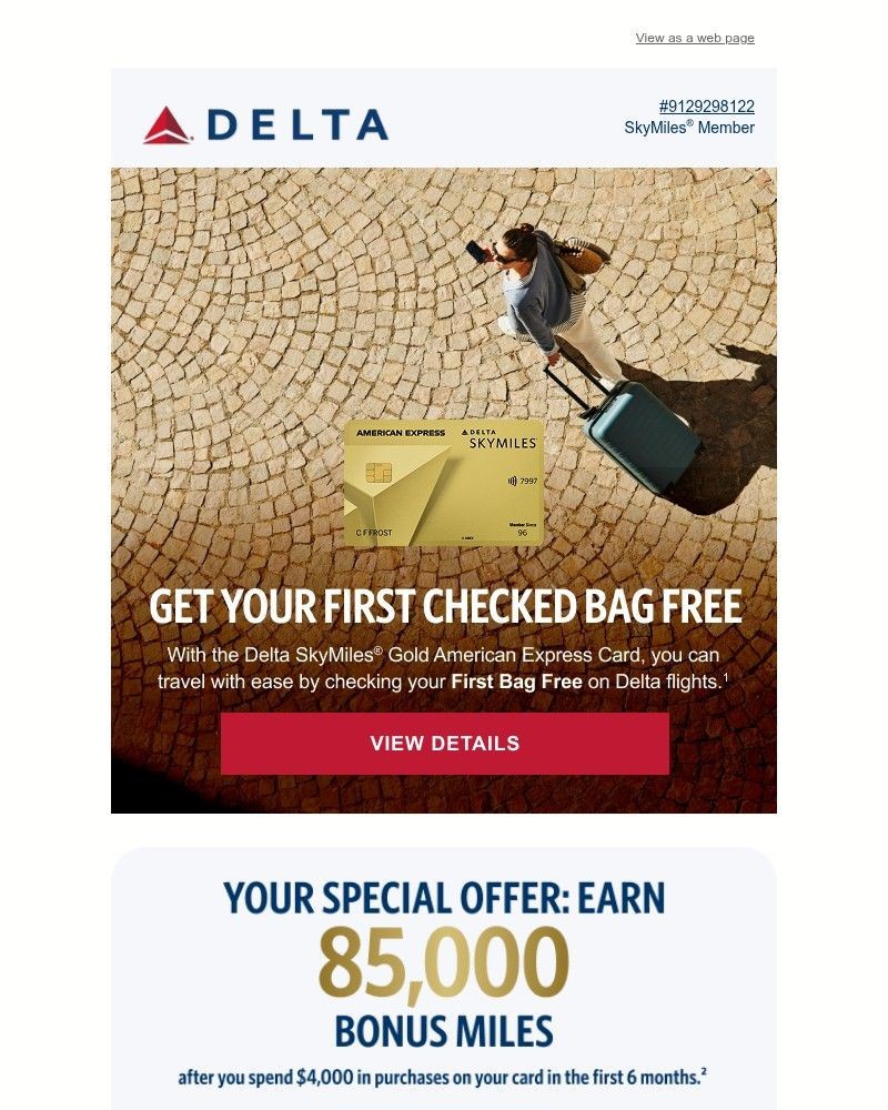 Screenshot of email sent to a Delta Registered user