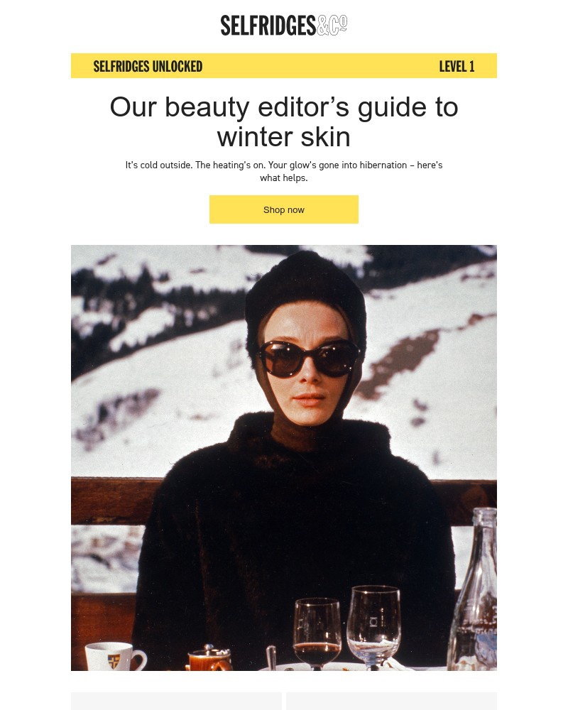 Screenshot of email sent to a Selfridges Newsletter subscriber