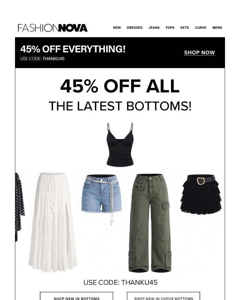 Screenshot of email sent to a Fashion Nova Registered user