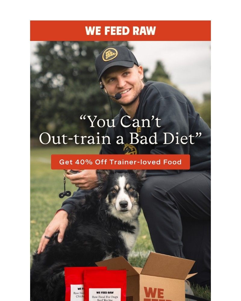 Screenshot of email sent to a We Feed Raw Newsletter subscriber