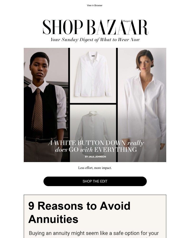 Screenshot of email sent to a Harper’s Bazaar Newsletter subscriber