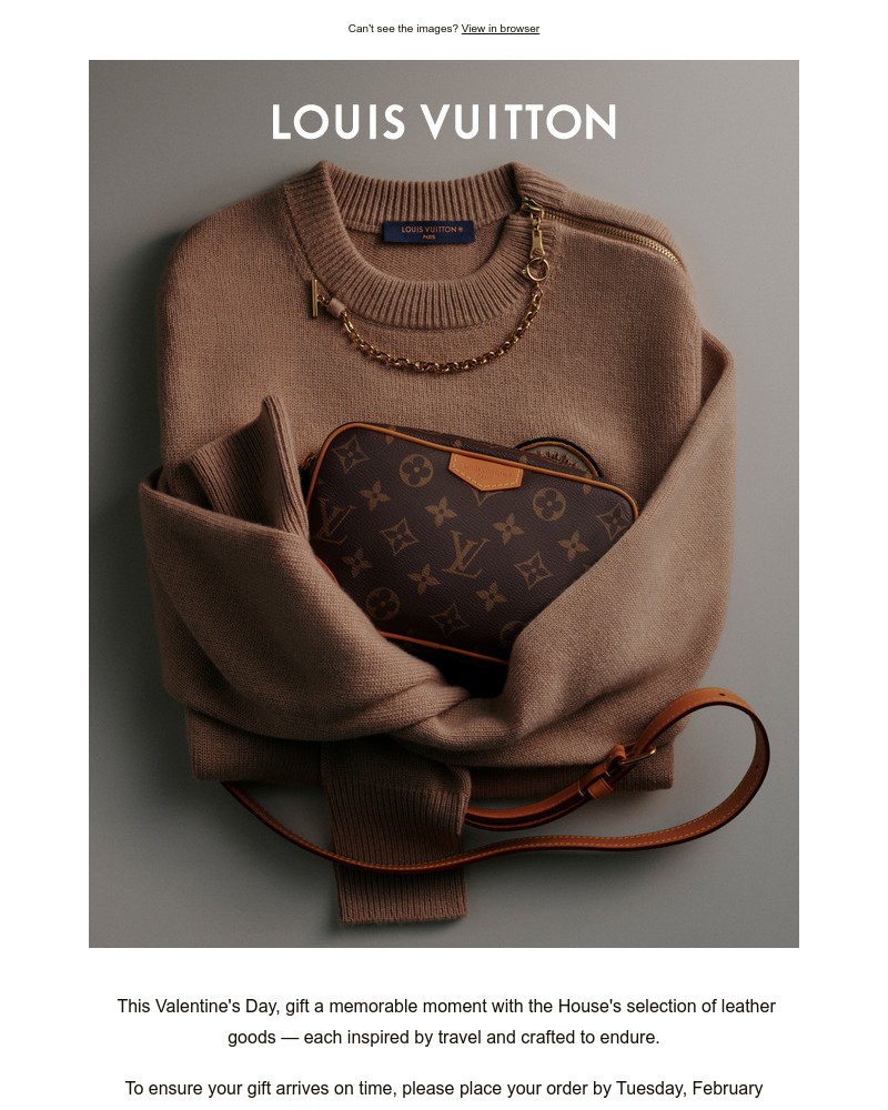 Screenshot of email sent to a Louis Vuitton Newsletter subscriber