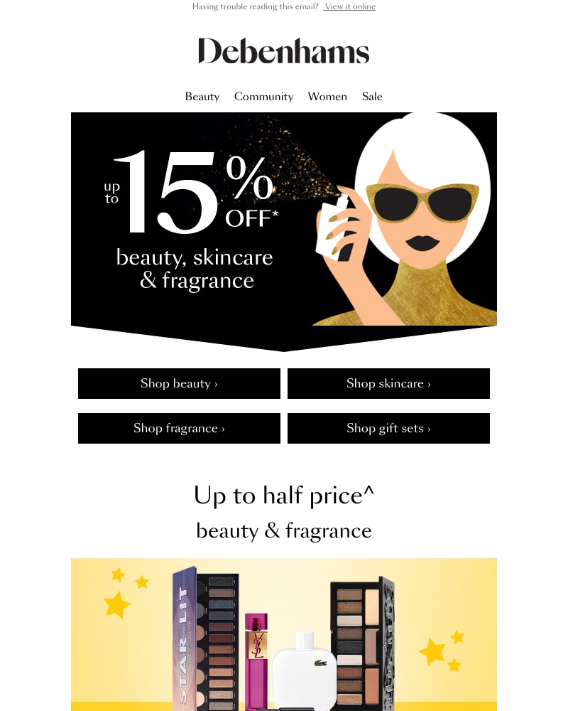 Screenshot of email with subject /media/emails/gift-ideas-15-off-beauty-half-price-handbags-cropped-4b910c5d.jpg
