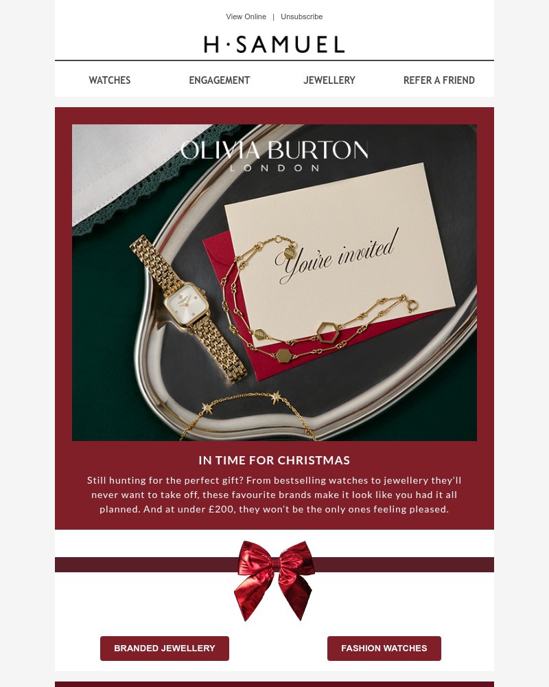 Screenshot of email sent to a H.Samuel Newsletter subscriber