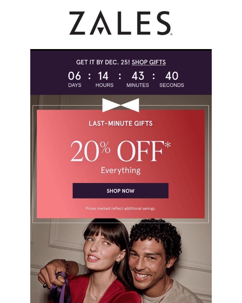 Screenshot of email sent to a Zales Newsletter subscriber