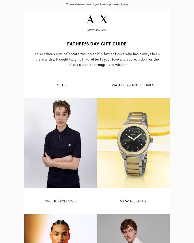 Screenshot of email sent to a Armani Newsletter subscriber
