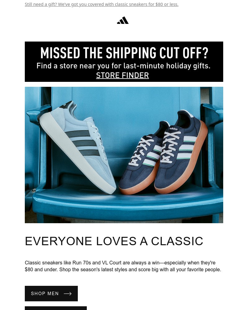 Screenshot of email sent to a Adidas Newsletter subscriber
