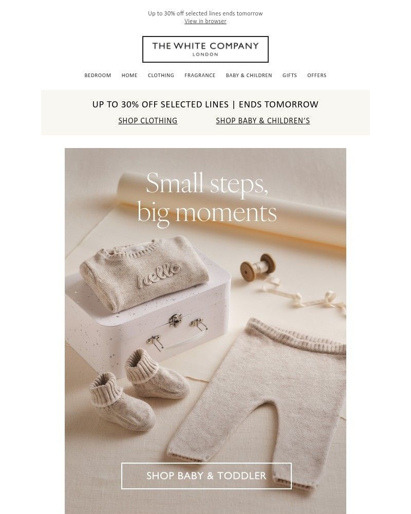 Screenshot of email sent to a The White Company Cart abandoner
