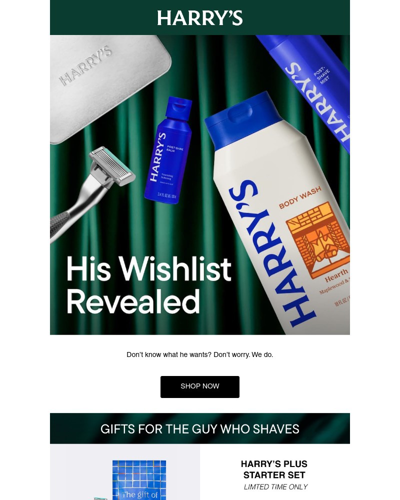 Screenshot of email sent to a Harry's Cart abandoner