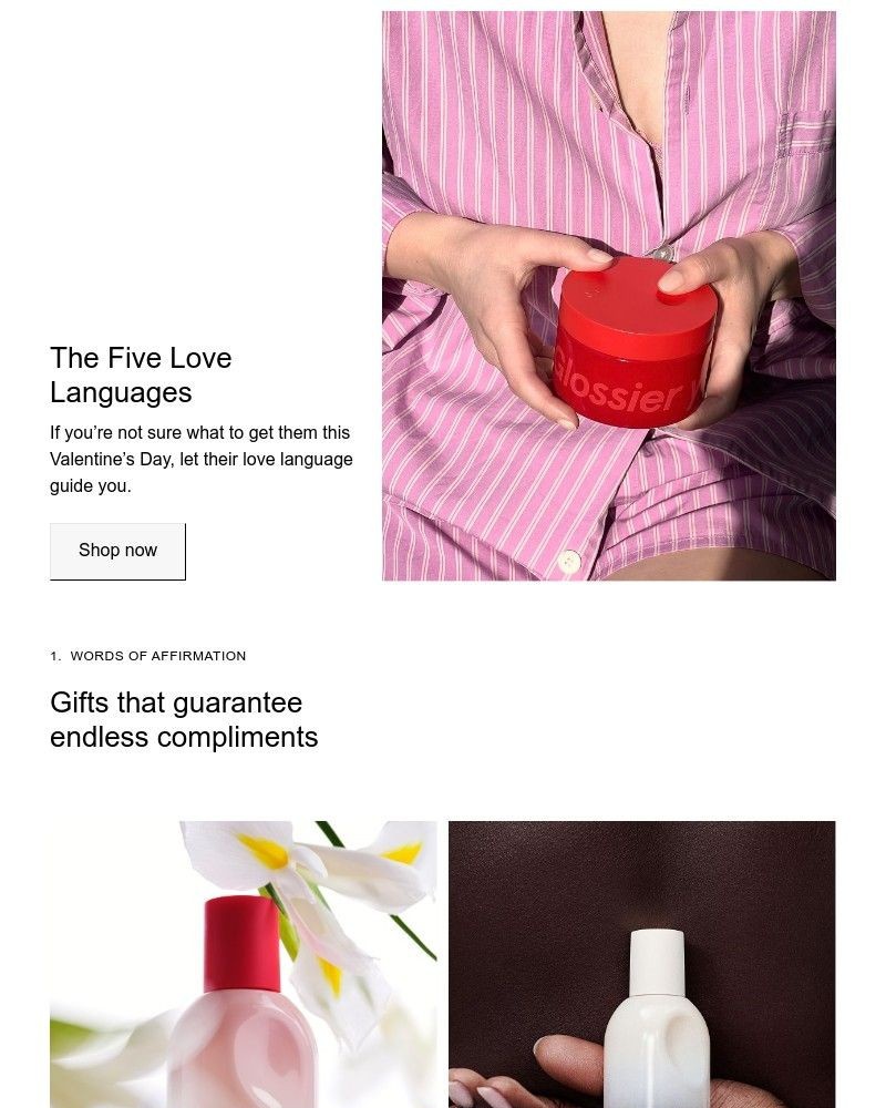 Screenshot of email sent to a Glossier Newsletter subscriber