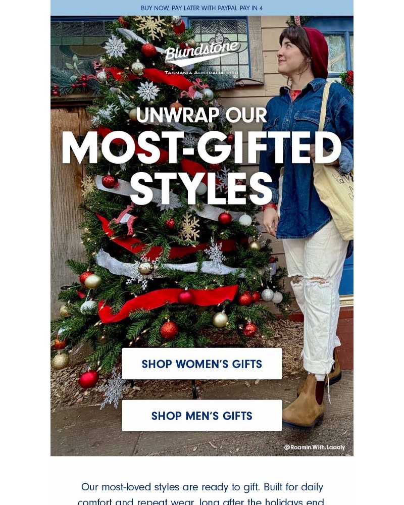 Screenshot of email sent to a Blundstone Newsletter subscriber