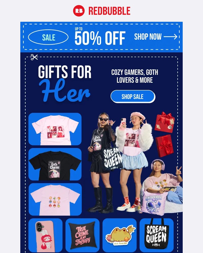 Screenshot of email with subject /media/emails/gifts-for-her-cozy-tees-pillows-stickers-all-up-to-50-off-9092f9-cropped-3e1df02f.jpg
