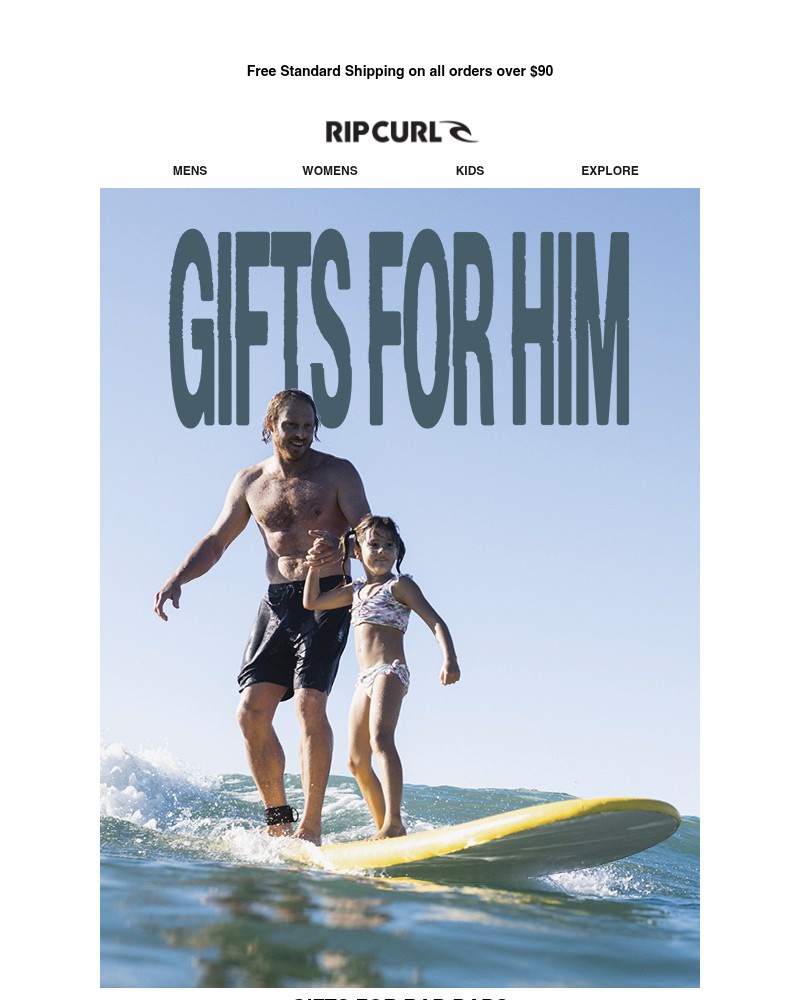 Screenshot of email sent to a Ripcurl Newsletter subscriber