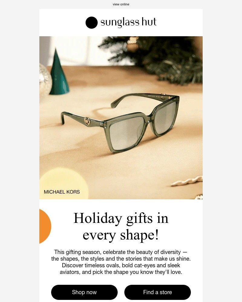 Screenshot of email sent to a Sunglass Hut Newsletter subscriber