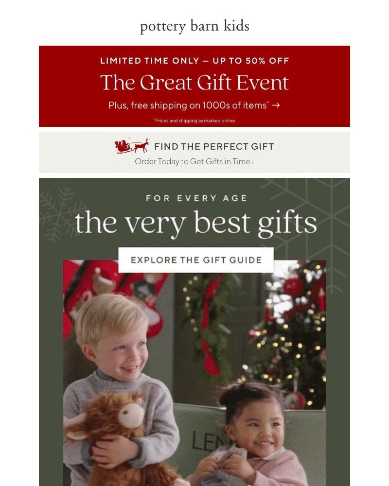 Screenshot of email sent to a Pottery Barn Newsletter subscriber