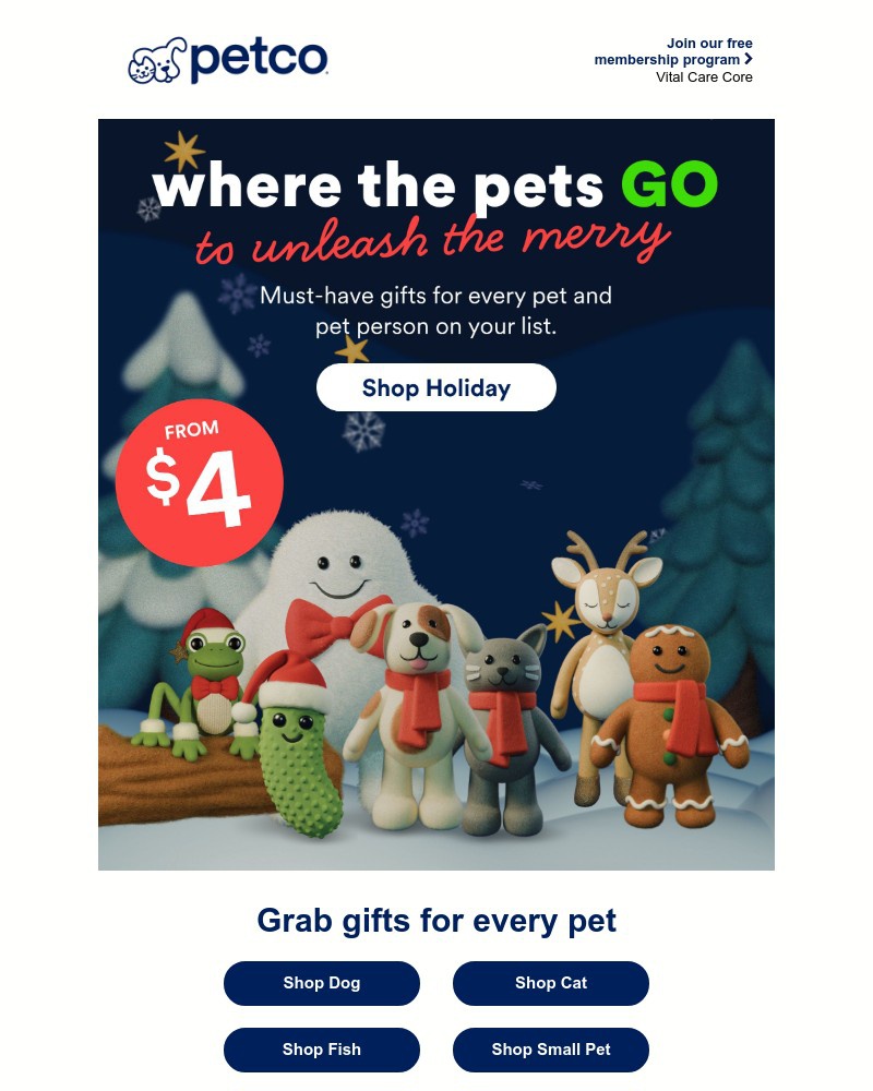 Screenshot of email sent to a Petco Newsletter subscriber