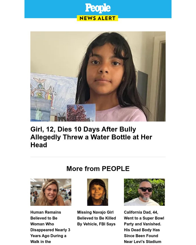 Screenshot of email sent to a People Newsletter subscriber