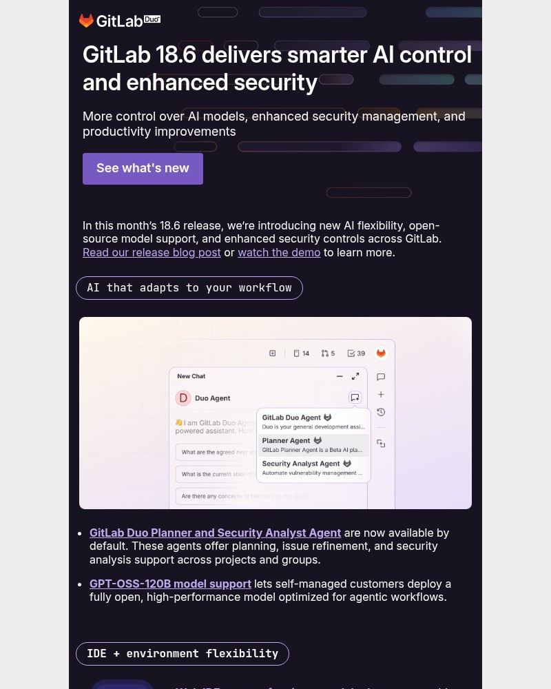 Screenshot of email sent to a GitLab Newsletter subscriber