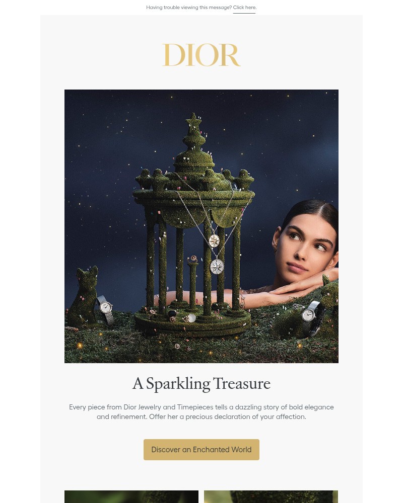 Screenshot of email sent to a Dior Newsletter subscriber
