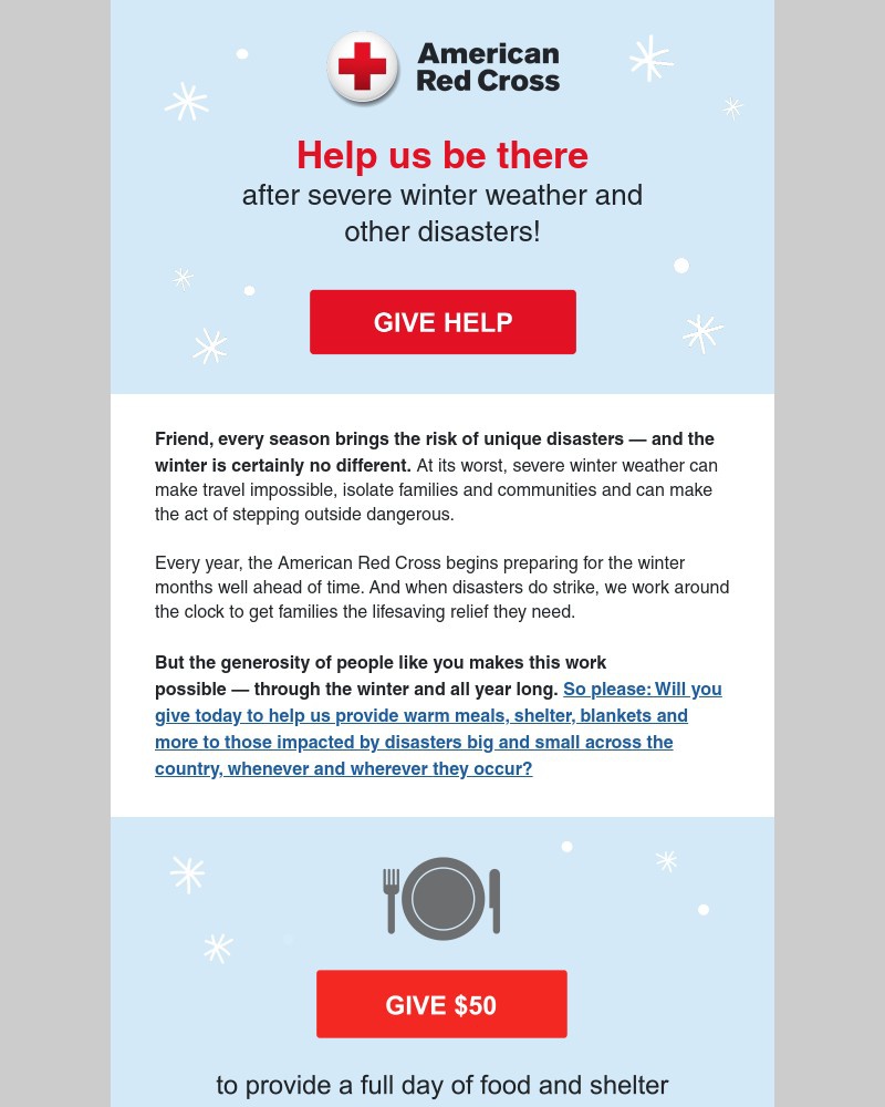 Screenshot of email sent to a American Red Cross Newsletter subscriber
