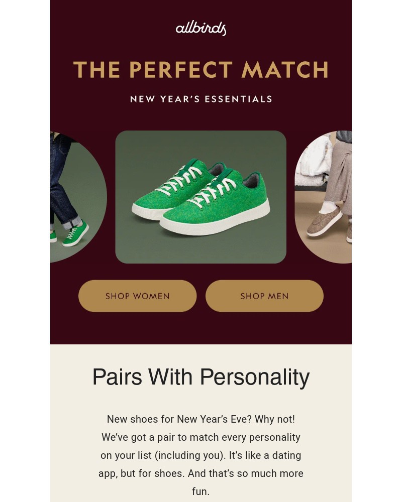 Screenshot of email sent to a Allbirds Newsletter subscriber