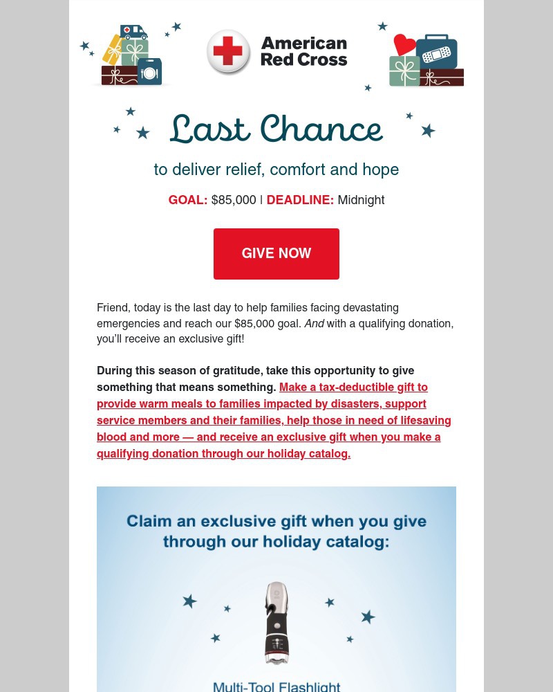 Screenshot of email sent to a American Red Cross Newsletter subscriber