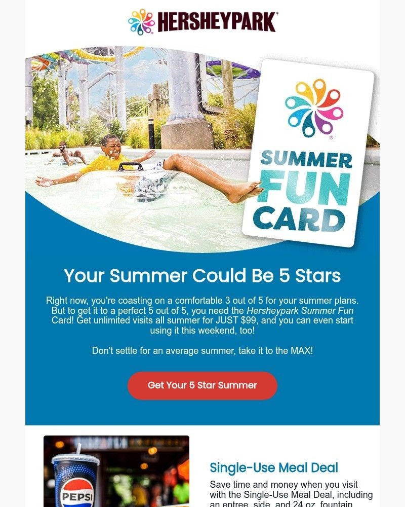 Screenshot of email sent to a Hershey Park Newsletter subscriber