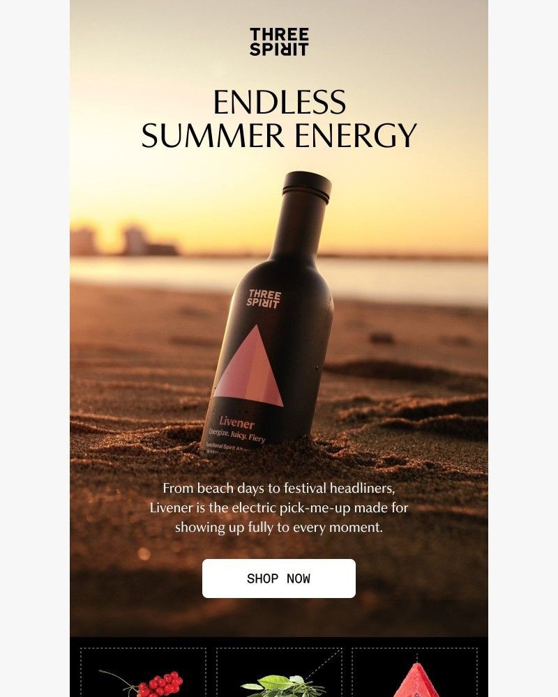 Screenshot of email sent to a Three Spirit Newsletter subscriber