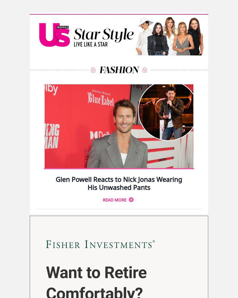 Screenshot of email sent to a Us Weekly Newsletter subscriber