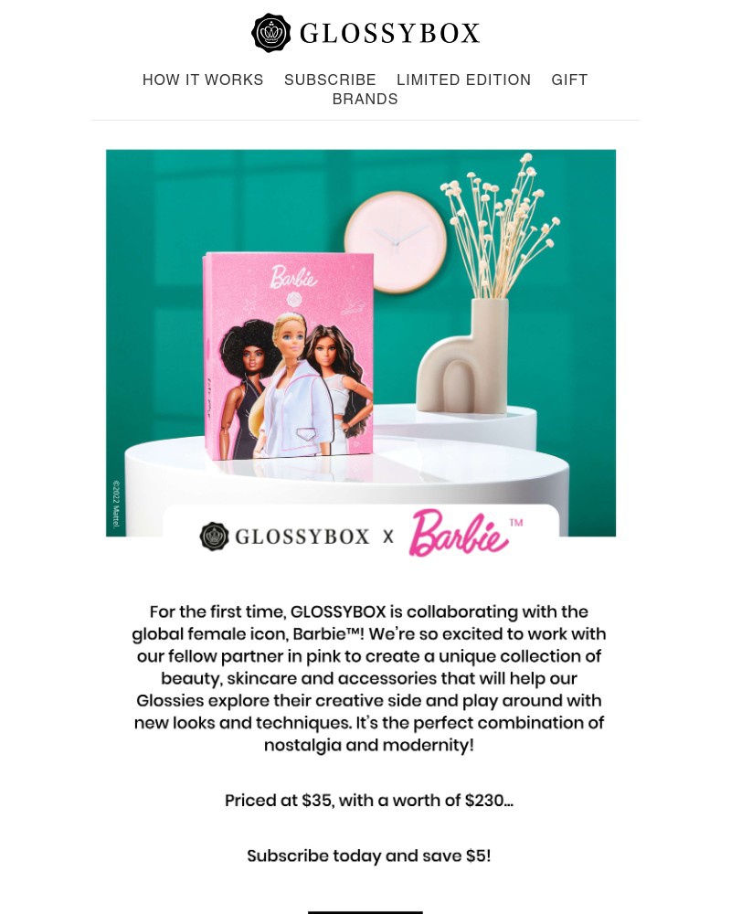 Screenshot of email with subject /media/emails/glossybox-x-barbietm-on-sale-now-67c3e3-cropped-26e56e5c.jpg