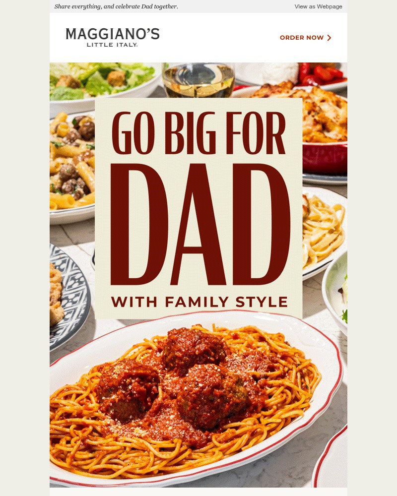 Screenshot of email sent to a Maggiano’s Little Italy Newsletter subscriber