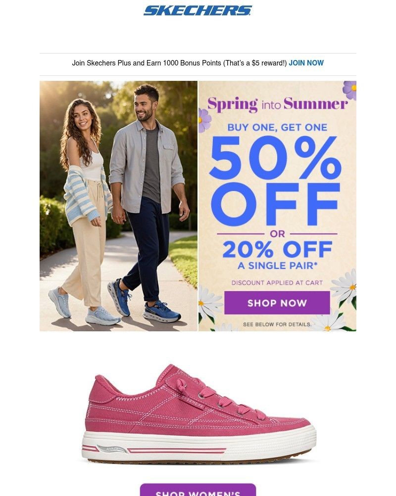 Screenshot of email sent to a Skechers Newsletter subscriber