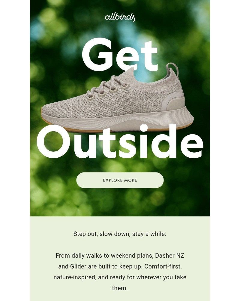 Screenshot of email sent to a Allbirds Newsletter subscriber