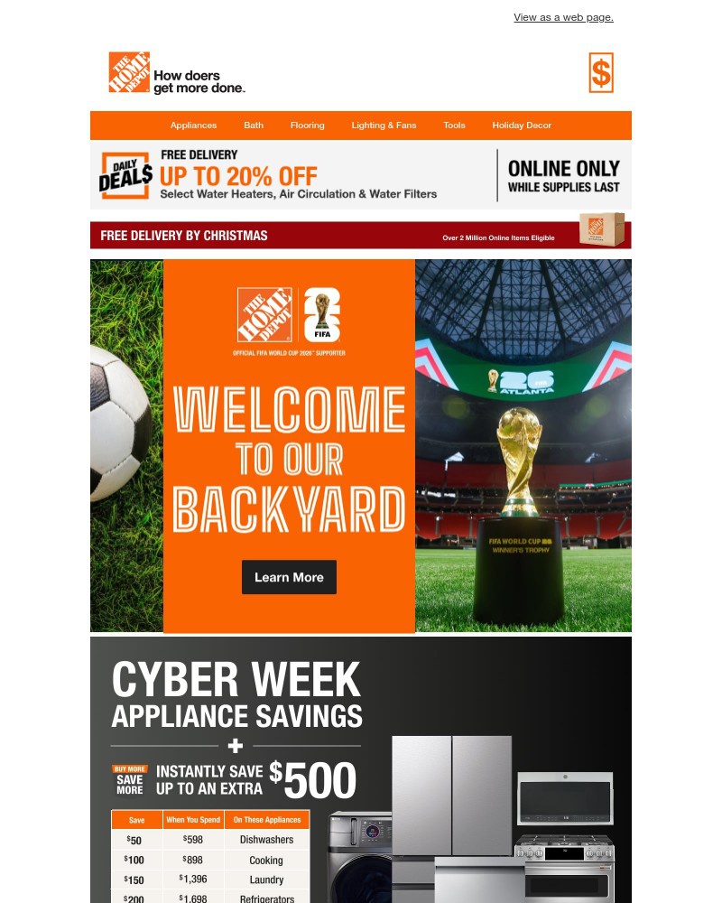 Screenshot of email sent to a Home Depot Newsletter subscriber