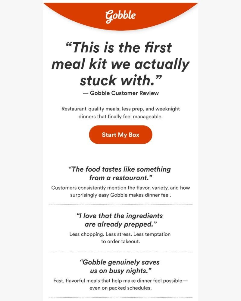 Screenshot of email sent to a Gobble Cart abandoner