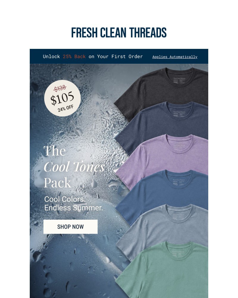Screenshot of email sent to a Fresh Clean Threads Newsletter subscriber