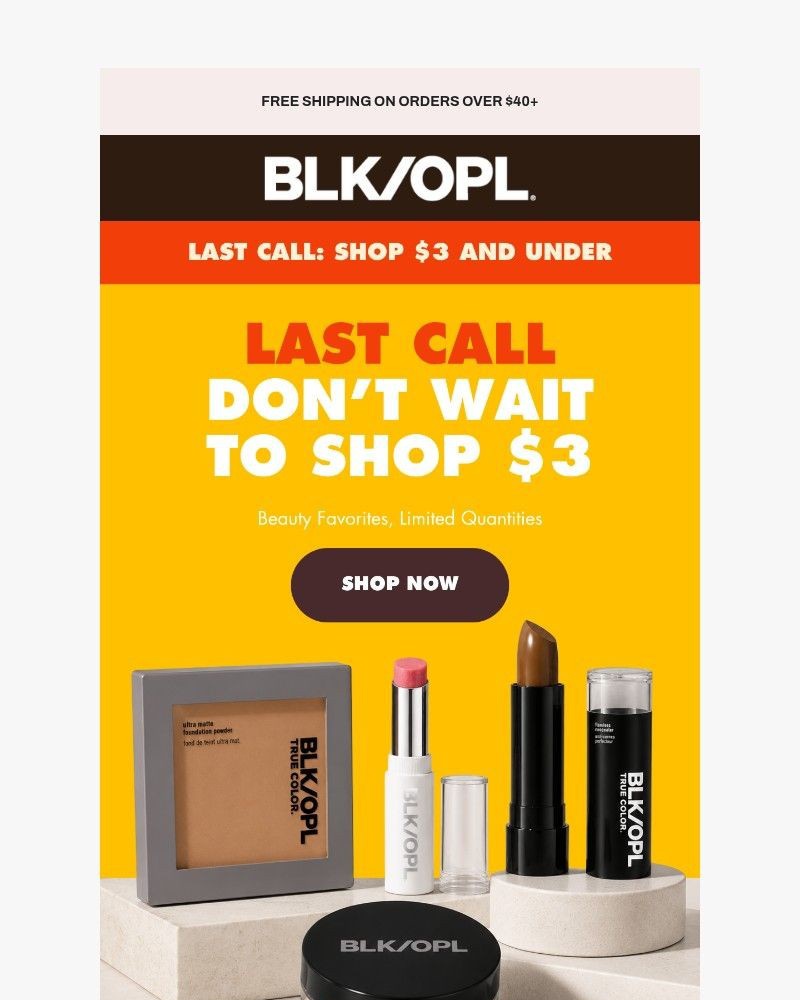 Screenshot of email sent to a Black Opal Beauty Newsletter subscriber