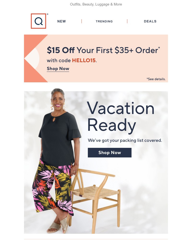 Screenshot of email sent to a QVC Newsletter subscriber