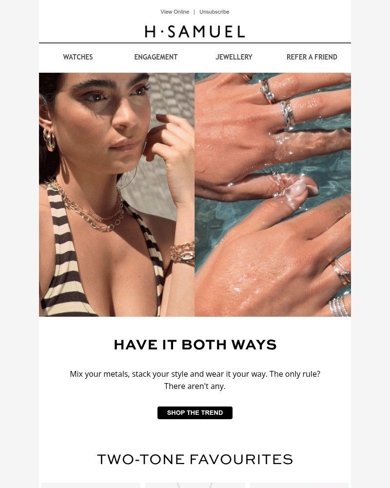 Screenshot of email sent to a H.Samuel Newsletter subscriber