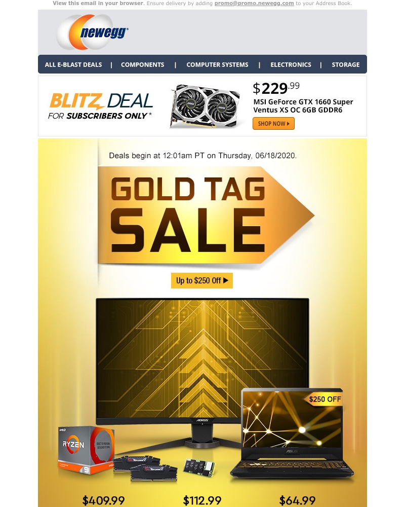 Screenshot of email with subject /media/emails/gold-tag-sale-22999-msi-geforce-gtx-1660-super-ventus-xs-oc-gddr6-video-card-crop_jjQ63aF.jpg