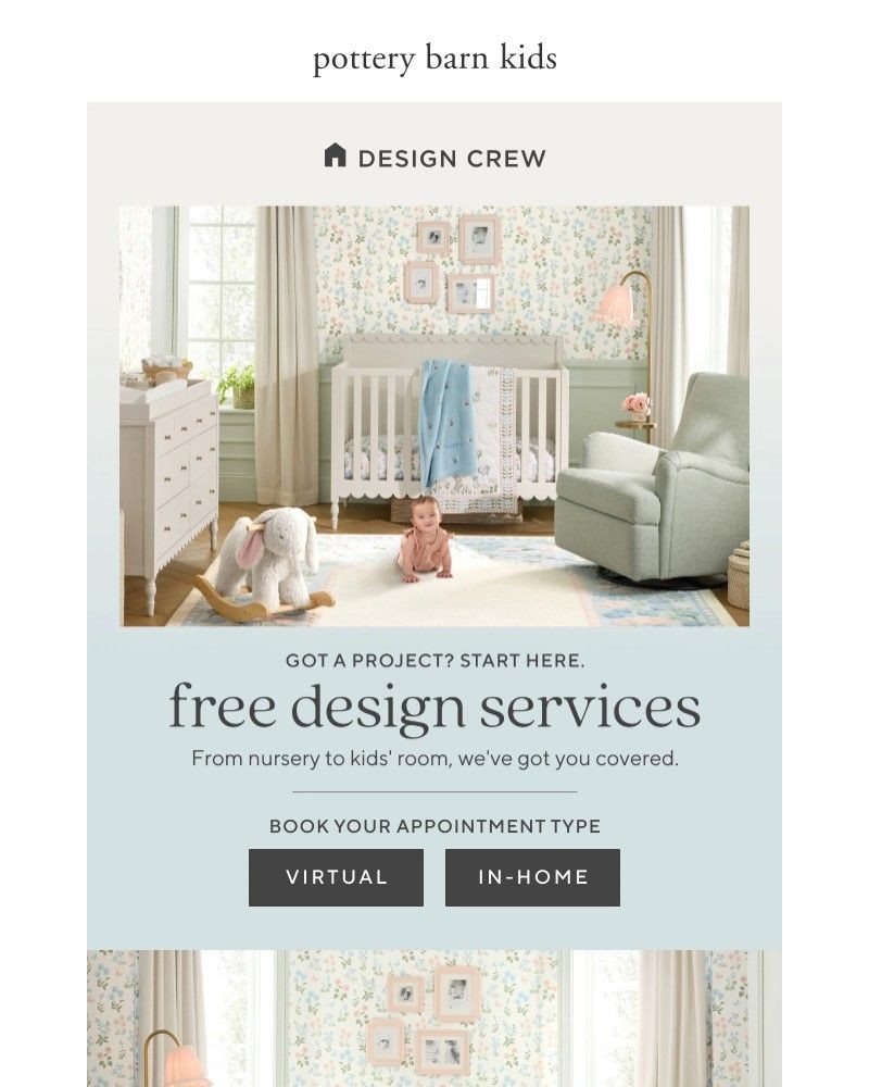 Screenshot of email sent to a Pottery Barn Newsletter subscriber