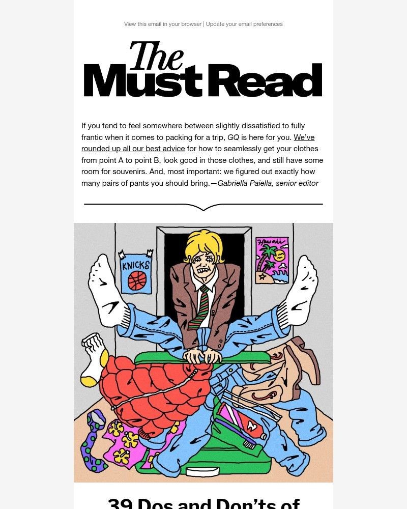 Screenshot of email sent to a GQ Newsletter subscriber