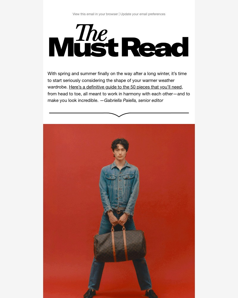 Screenshot of email sent to a GQ Newsletter subscriber