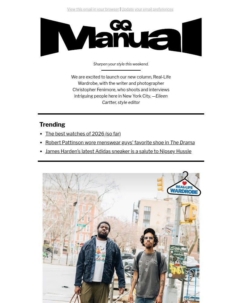 Screenshot of email sent to a GQ Newsletter subscriber