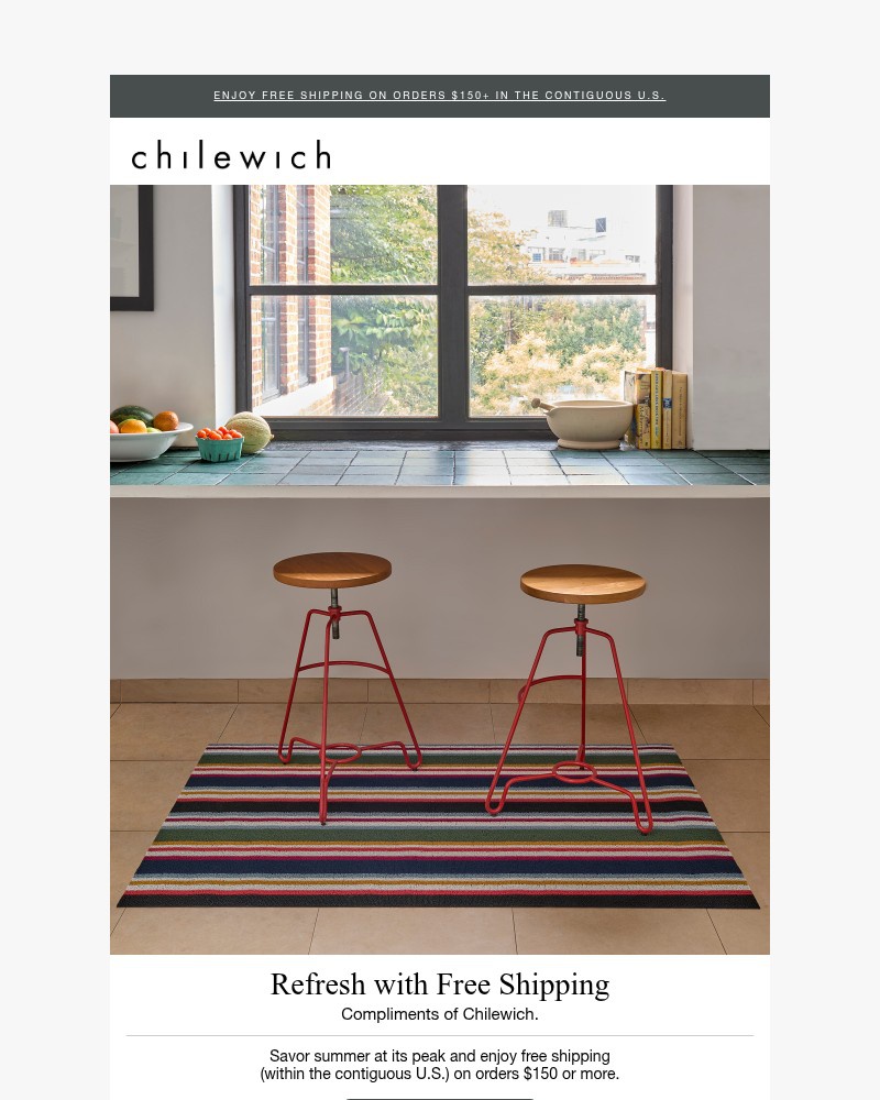 Screenshot of email sent to a Chilewich Newsletter subscriber