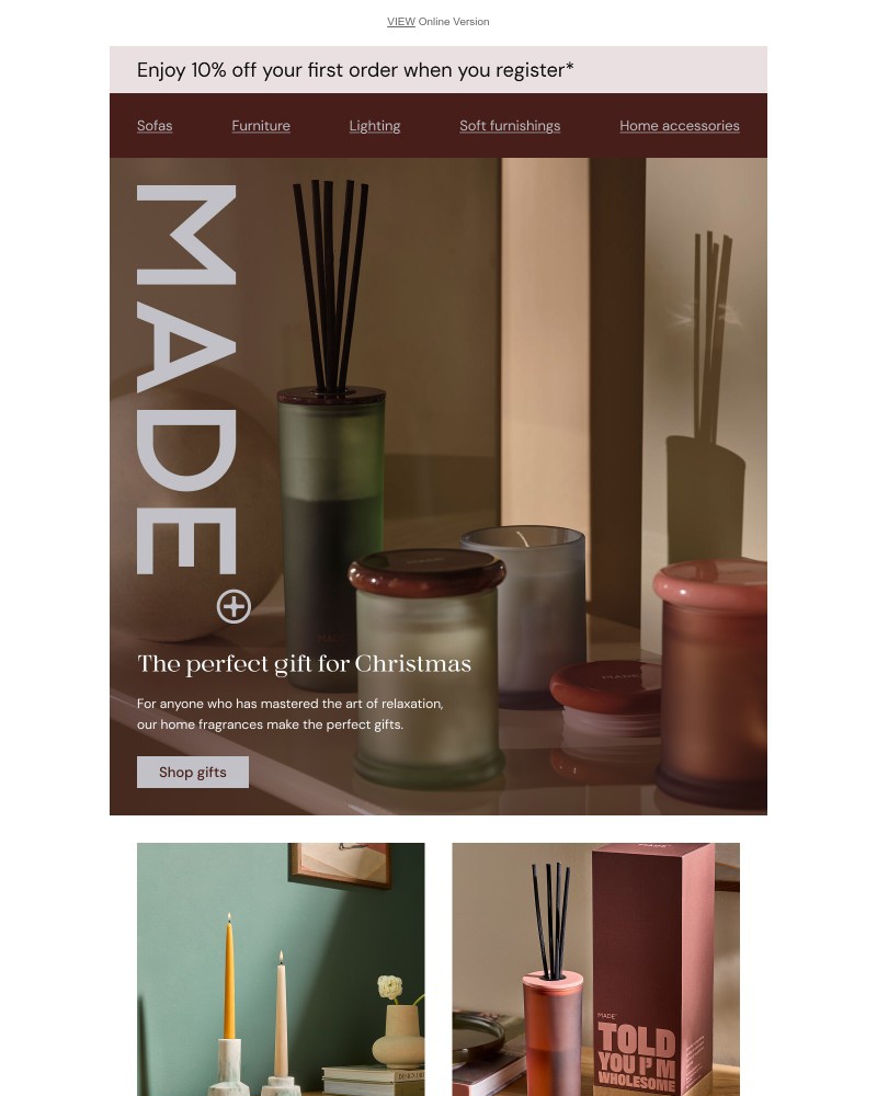 Screenshot of email sent to a Made Customer