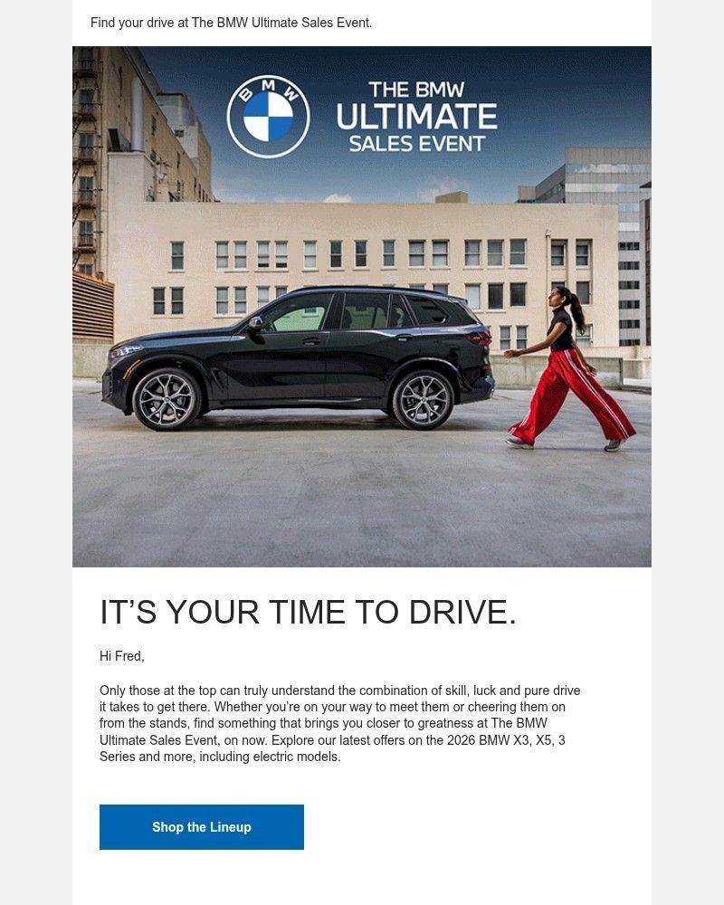 Screenshot of email sent to a BMW Newsletter subscriber